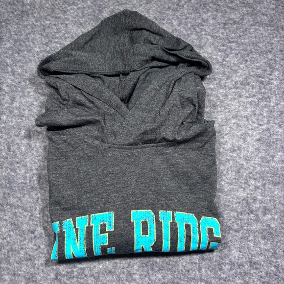 Pine Ridge Panthers Charcoal Hooded Tee with Teal Logo - Picture 9 of 10
